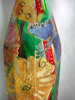 Painted bottle in Decoupage