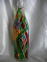 Painted bottle in Decoupage