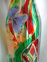 Painted bottle in Decoupage