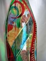 Painted bottle in Decoupage