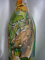 Painted bottle in Decoupage