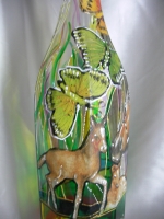 Painted bottle in Decoupage