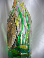 Painted bottle in Decoupage