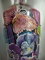 Painted bottle in Decoupage