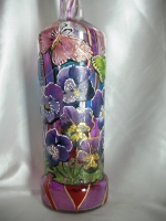Painted bottle in Decoupage