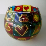 Painted glass candlestick