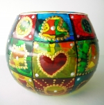 Painted glass candlestick