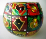 Painted glass candlestick