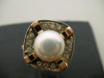 Silver ring with gold applique