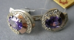 Silver earrings with gold applique