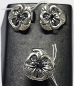 Unique handmade ring silver with semiprecious stones