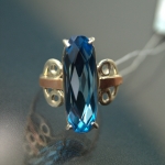 Unique handmade silver ring Swarovski with gold applique