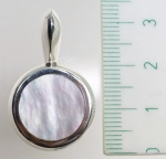 Unique silver pendant medallion with silver obsidian