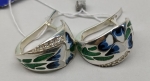 Unique handmade silver earrings with zircon and enamel