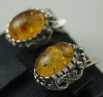 Unique handmade earrings with amber