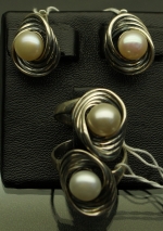 Unique handmade silver earrings with pearl