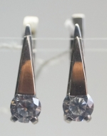 Unique handmade silver earrings with gold applique zircon
