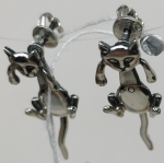Unique Silver earrings meow