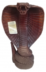 Snake Cobra teak wood statuette plastic figure