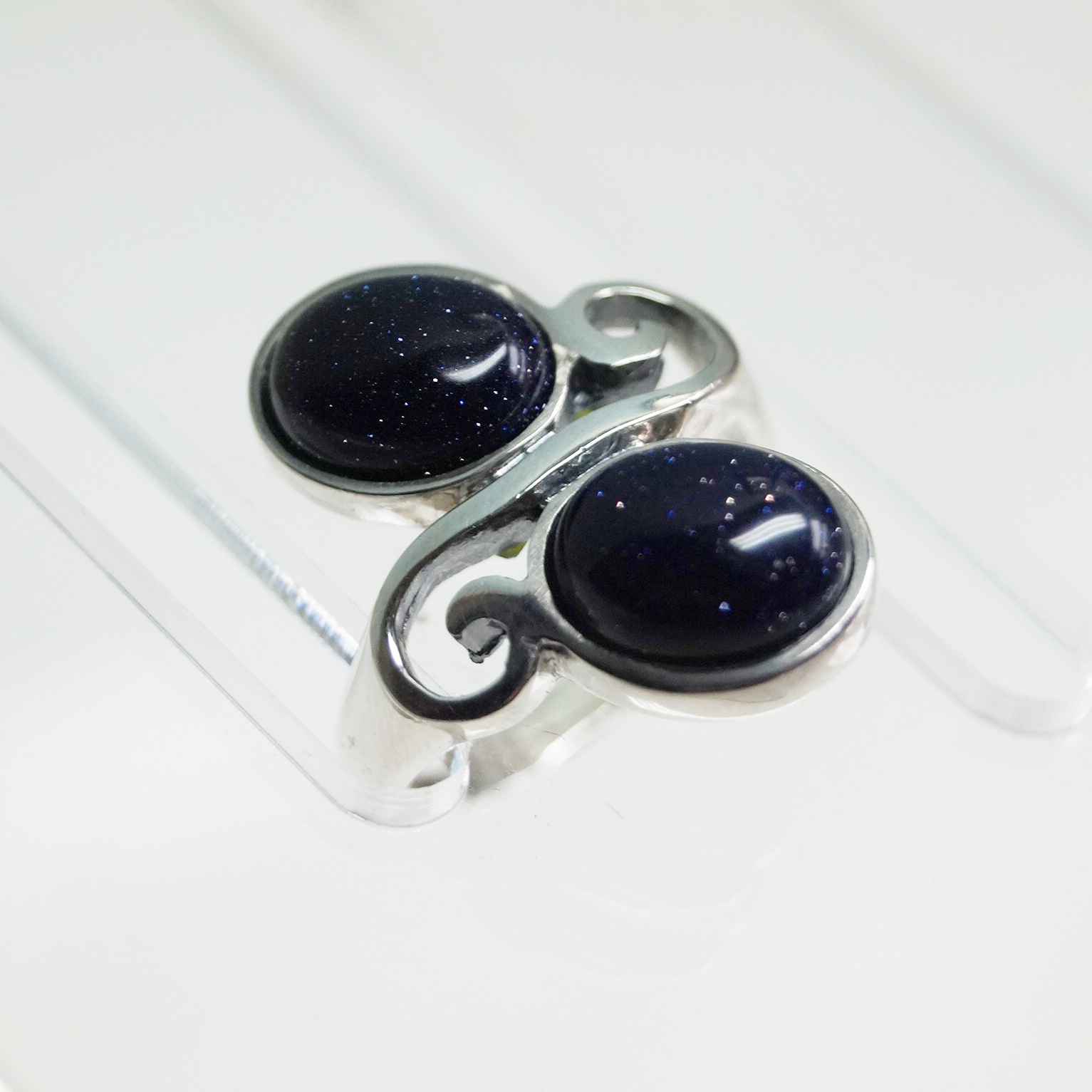 Unique silver ring with natural stone