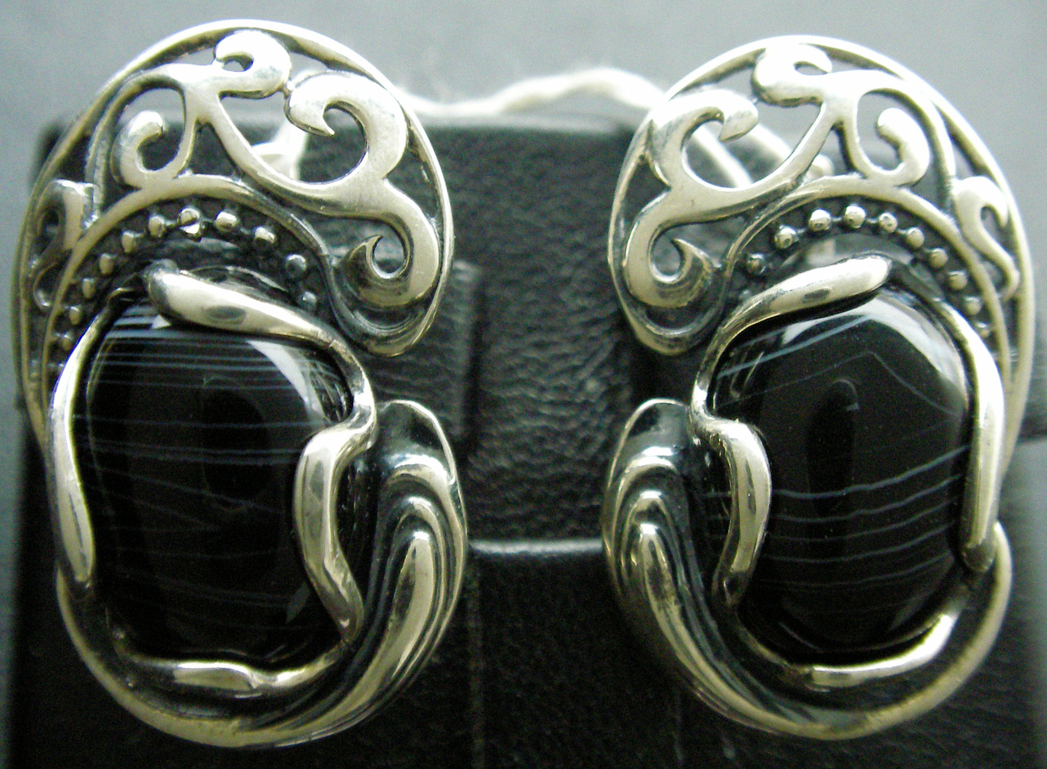 Unique handmade silver earrings with stone zircon